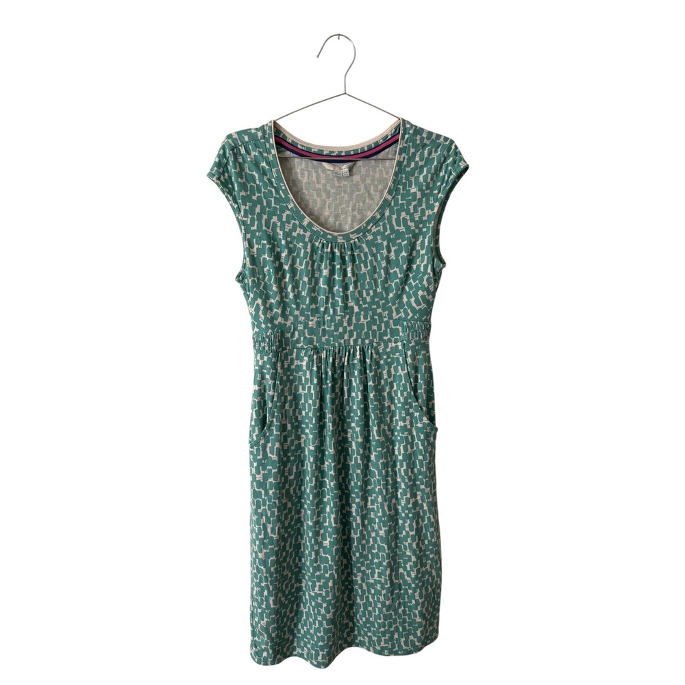 Boden‎ Empire Waist Tunic Dress Women's Size 6L Green Geometric Print